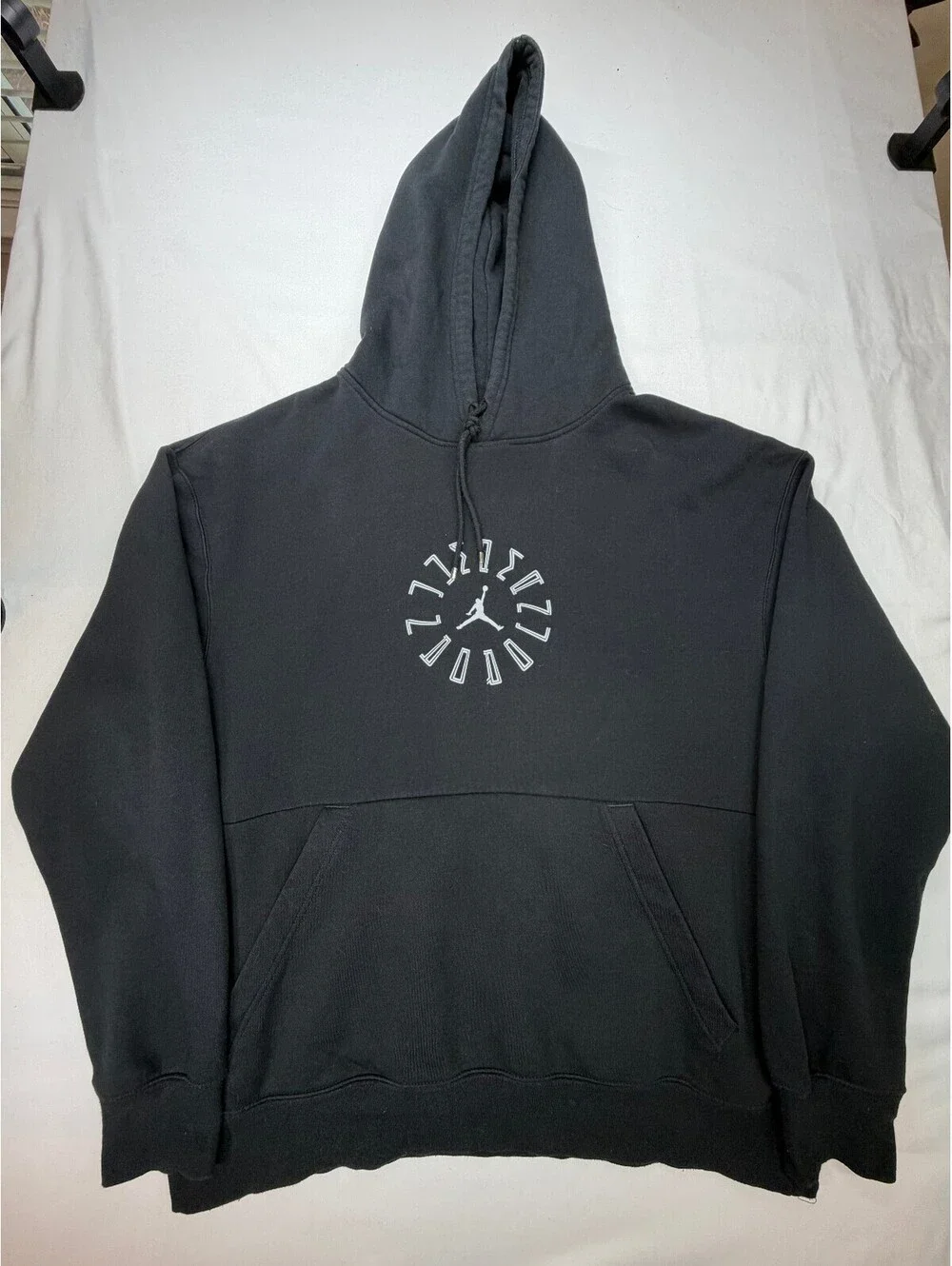 Jordan Air Men's Graphic Hoodie Fleece Pullover Sweatshirt Pockets Size XL Black